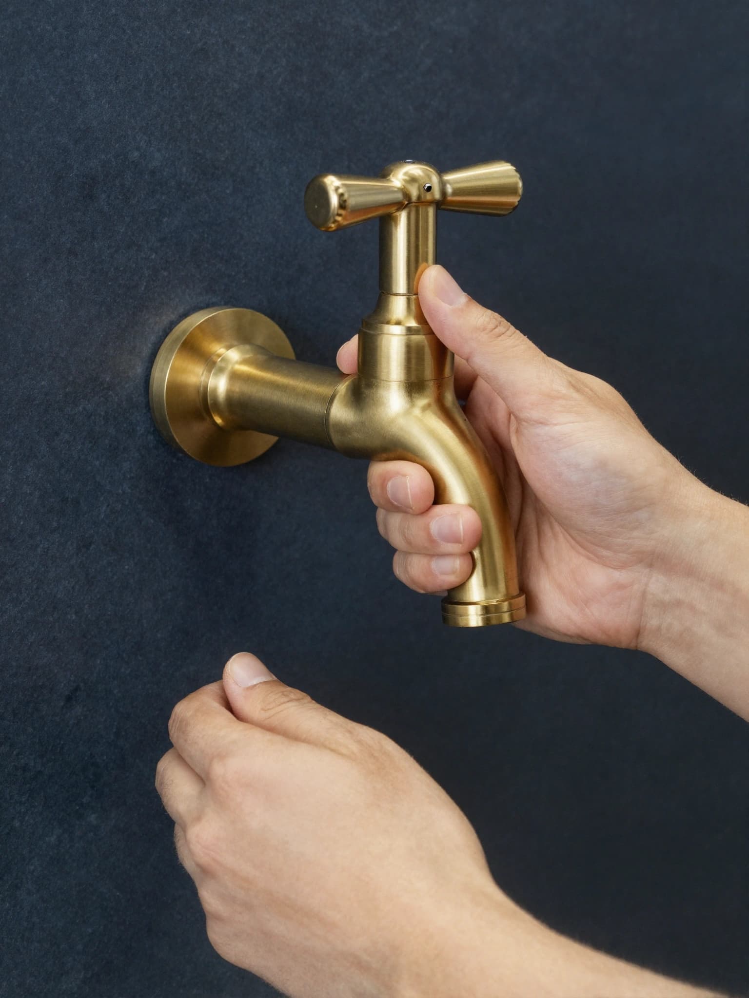 Craftsman finishing a silicone bead on a honey marble bath